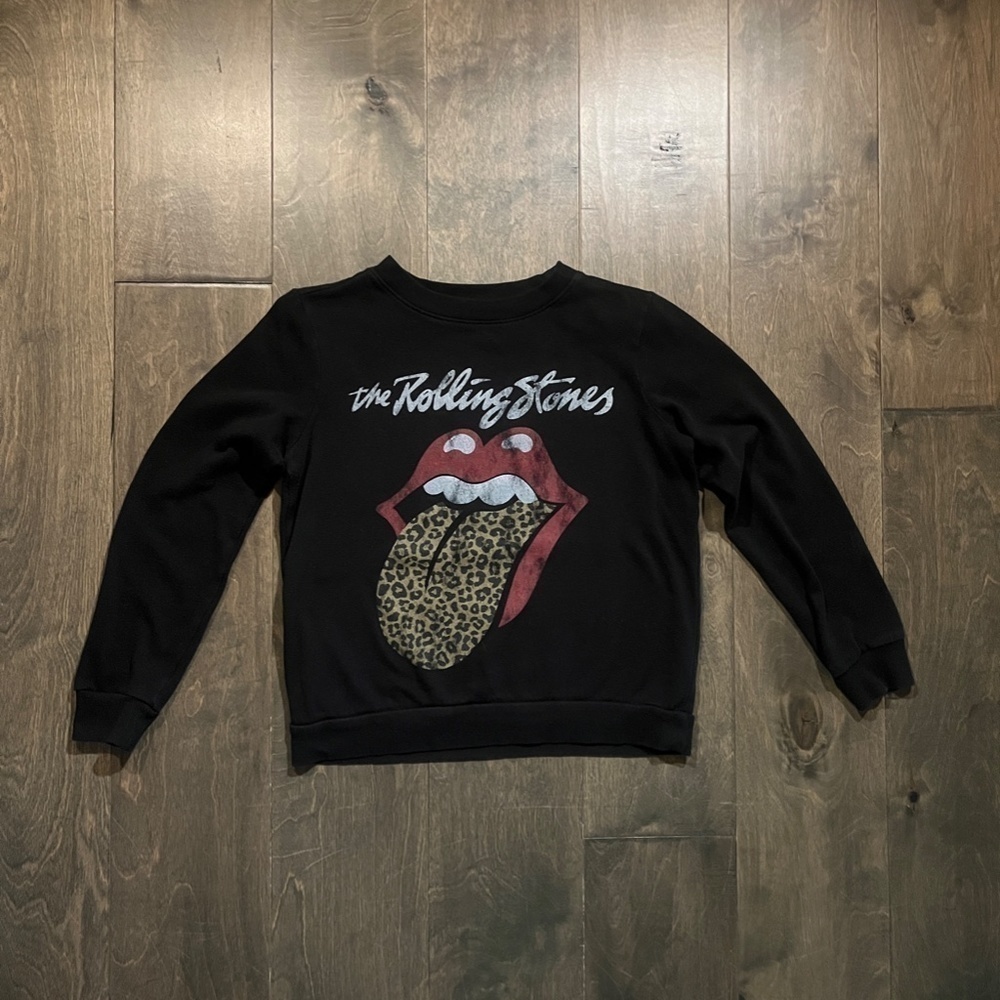 THE ROLLING STONES Black Sweatshirt with LEOPARD Tongue
